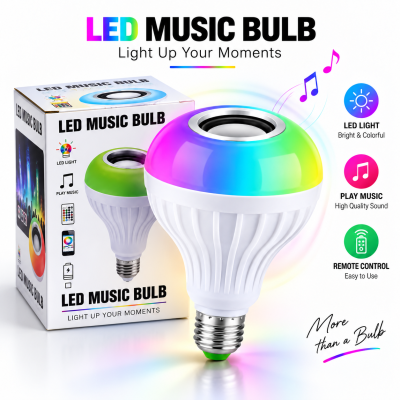 Smart LED Bluetooth Speaker Music Bulb – AC 220V Color-Changing RGB Light Bulb with Remote Control, Wireless Audio Playback & Energy-Saving E27/B22 Socket Support